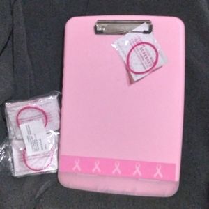 Breaat Cancer Ribbon Clipboard & 25 Bracelets!